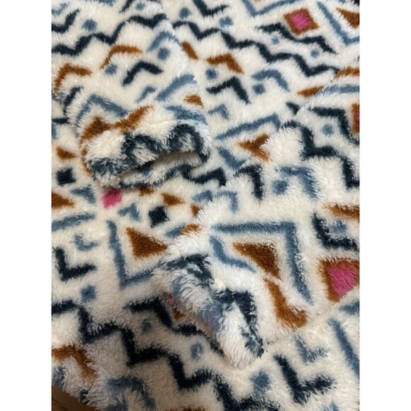 Eddie Bauer 1/4 Zip Fleece Jacket Women Size Medium Aztec Country Preppy Fluffy - Picture 6 of 16